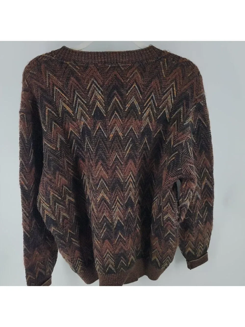 Vintage Mondo di Marco Italian Wool Mohair Zig Zag Sweater XL Textured Knit